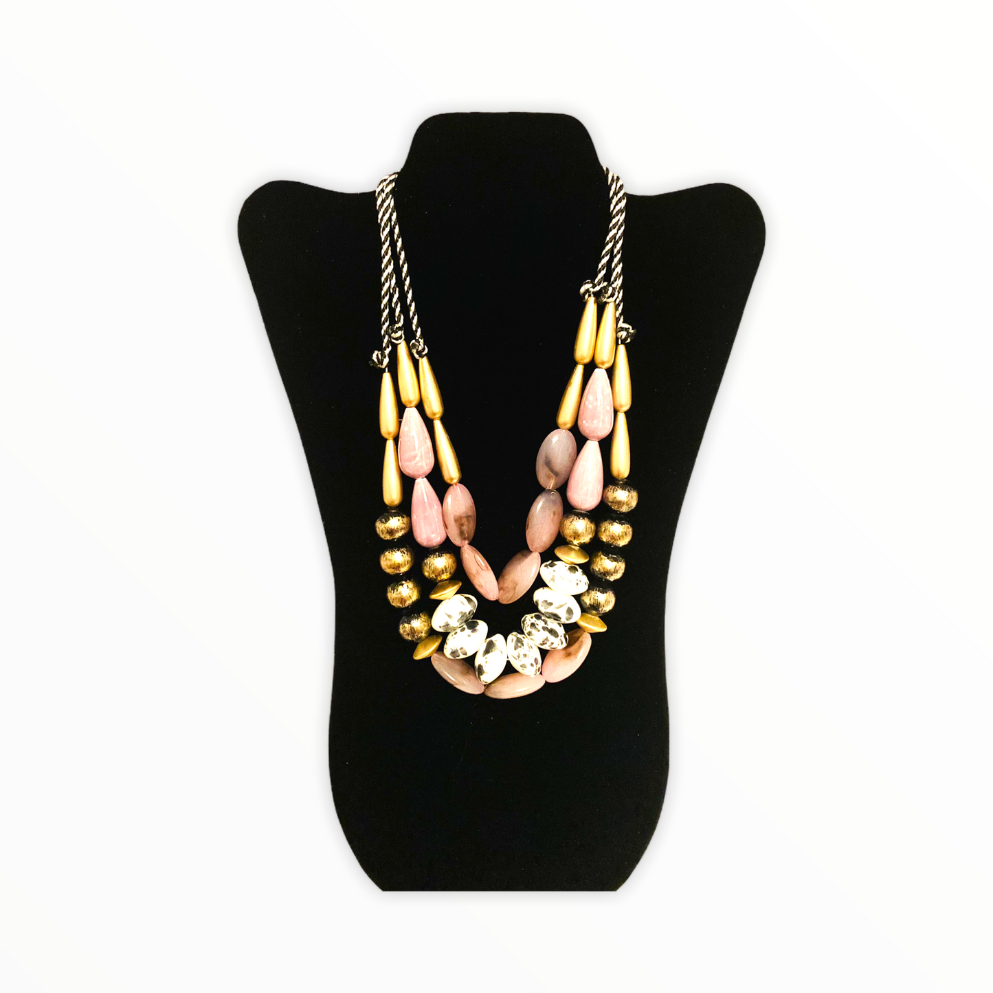 Bold Triple Layered Beaded Acrylic Necklace