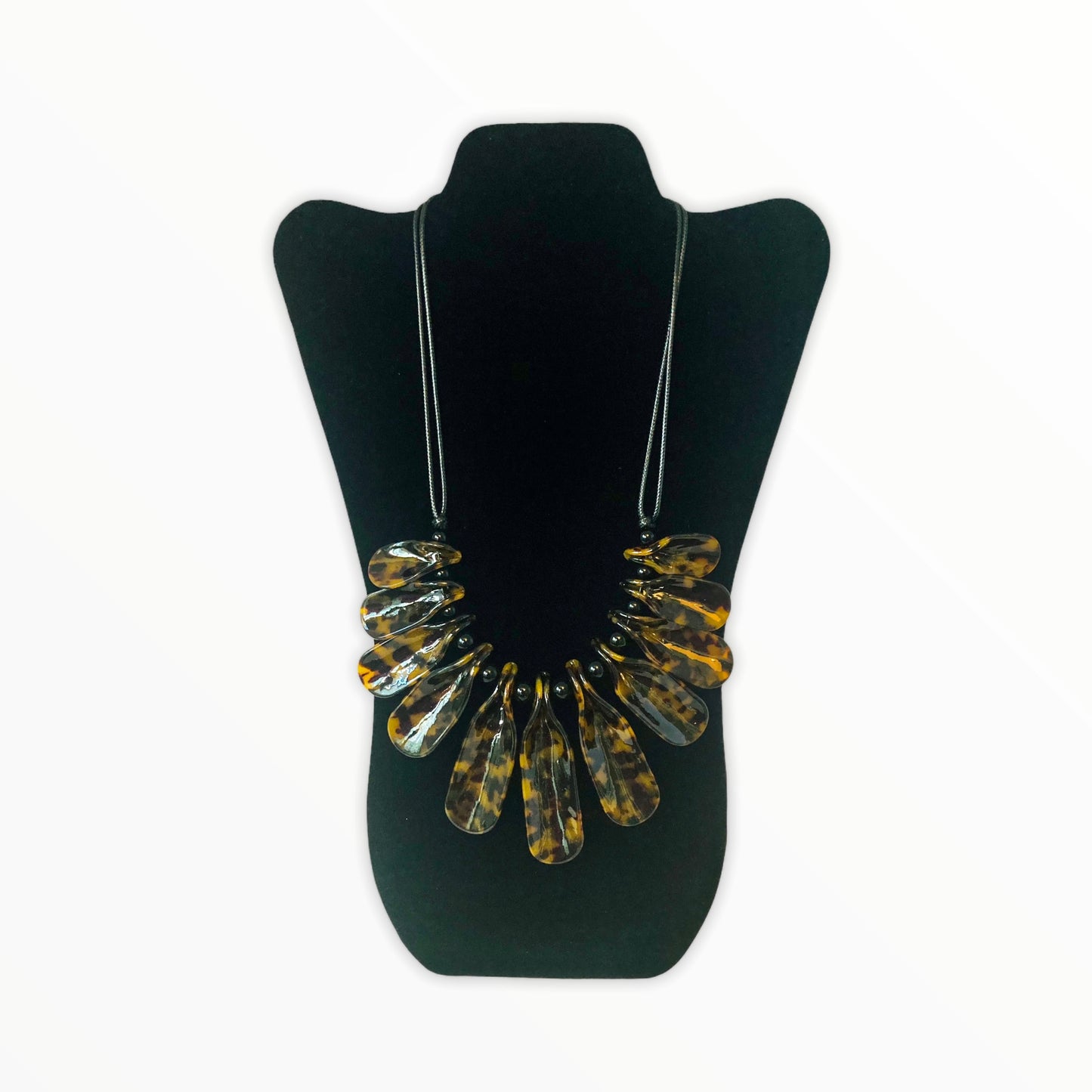 Bold Acrylic Tortoise Shell Fan Necklace