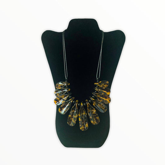 Bold Acrylic Tortoise Shell Fan Necklace