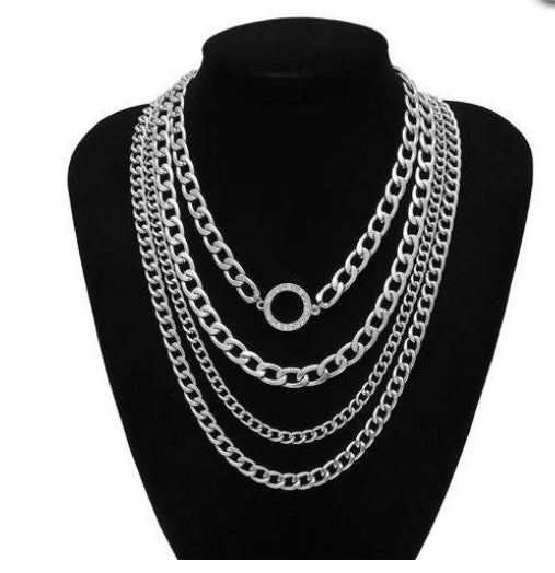 Round Pendant Multi Layer Chain