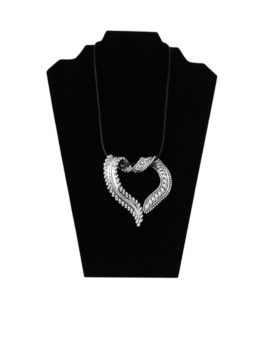 Bold Textured Hammered Heart Necklace